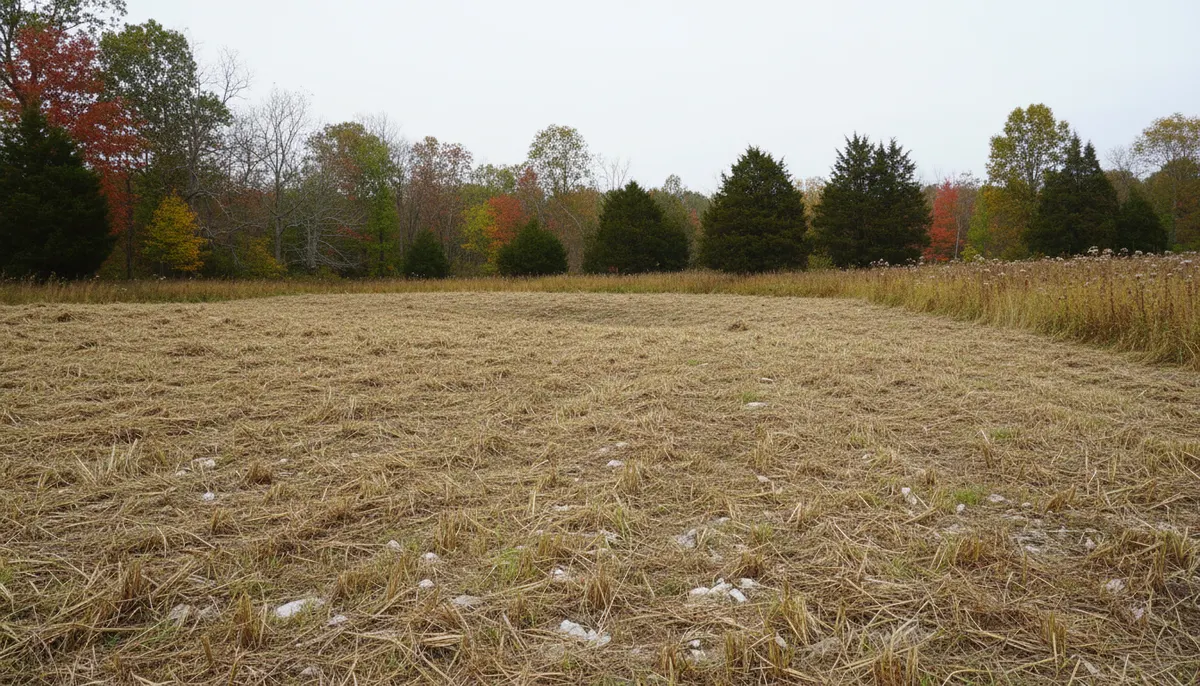 Pasture cut to one even height with an uncut margin at the treeline